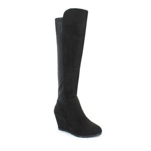 ID Required faux suede knee high wedge boot size 8.5 m NWB